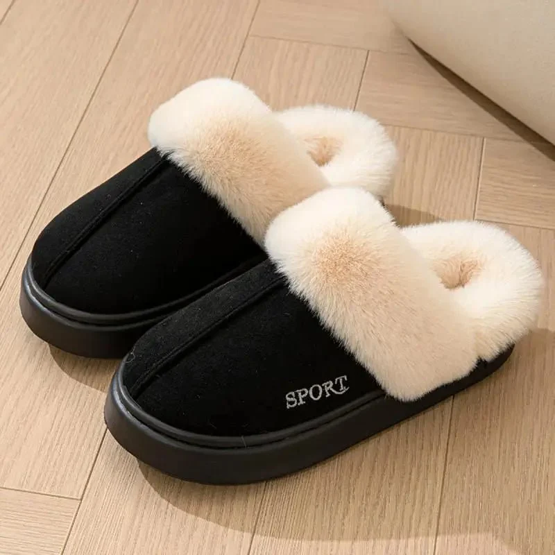 Warme, flauschige Winterpantoffeln für Damen – elegante Hausschuhe und Plateauschuhe