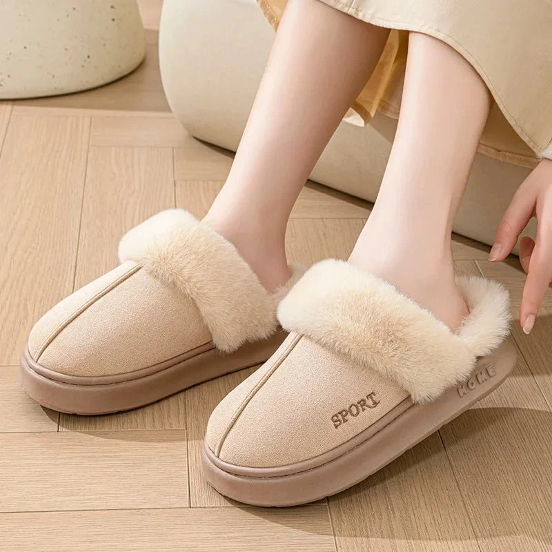 Warme, flauschige Winterpantoffeln für Damen – elegante Hausschuhe und Plateauschuhe