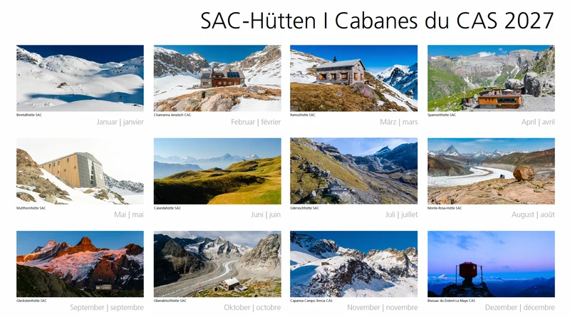 SAC-Hütten-Kombi 4: Gutschein 100 & Kalender SAC-Hütten