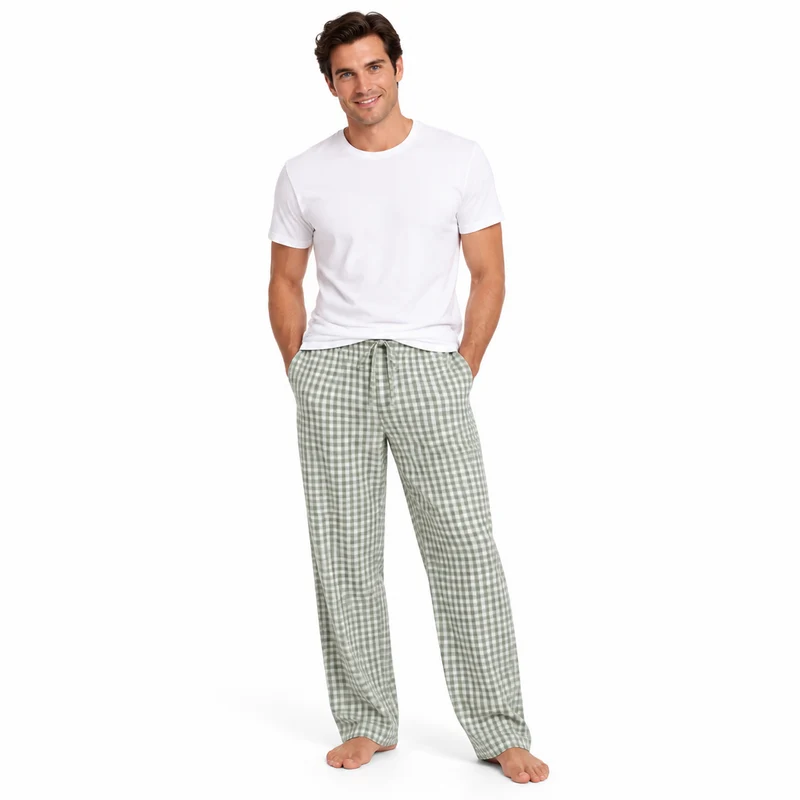 Herren-Pyjamahose aus Baumwolle mit Karomuster – Bequeme und stilvolle Freizeit-Schlafbekleidung