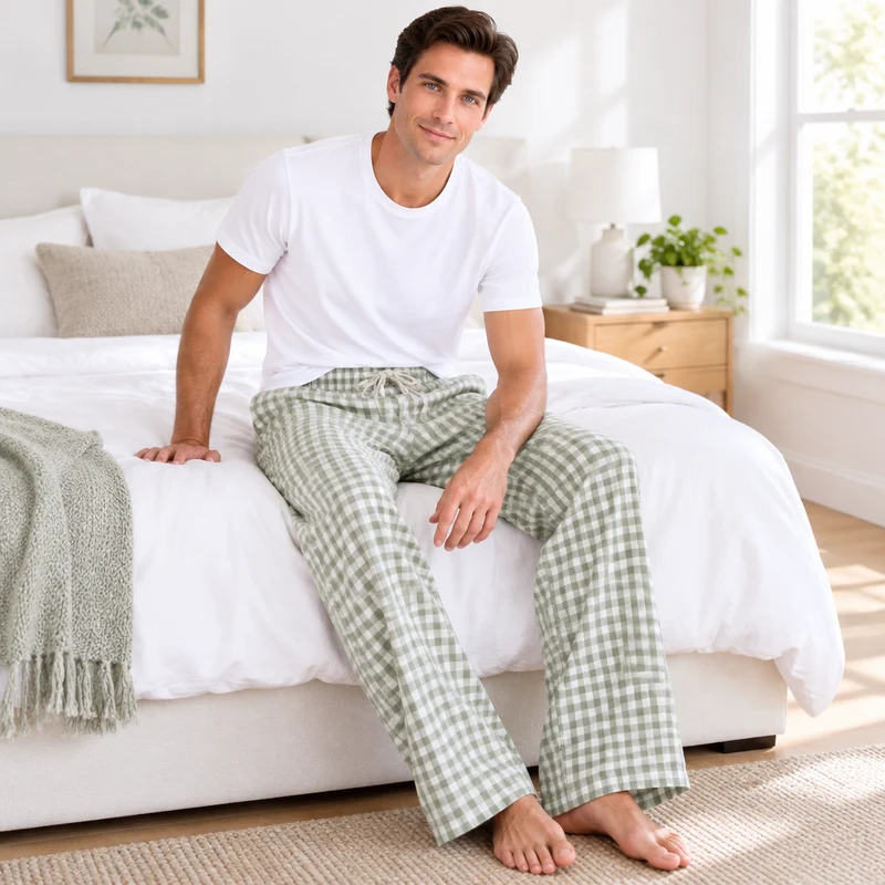 Herren-Pyjamahose aus Baumwolle mit Karomuster – Bequeme und stilvolle Freizeit-Schlafbekleidung