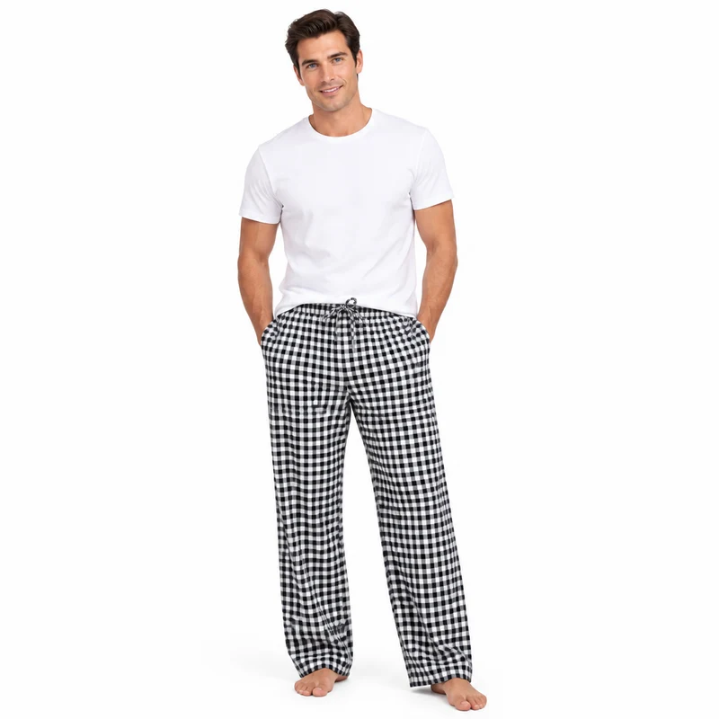Herren-Pyjamahose aus Baumwolle mit Karomuster – Bequeme und stilvolle Freizeit-Schlafbekleidung