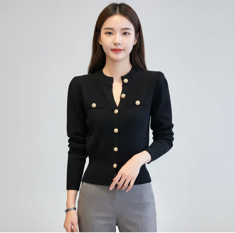 Strickcardigan für Damen im Herbst – Schicker, schmal geschnittener, einreihiger Mantel