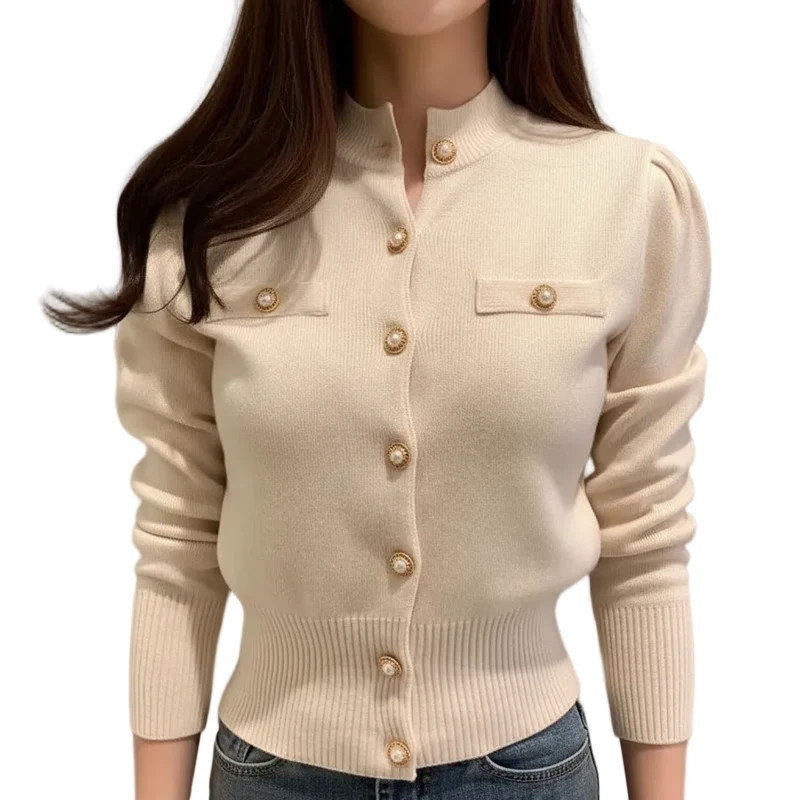 Strickcardigan für Damen im Herbst – Schicker, schmal geschnittener, einreihiger Mantel