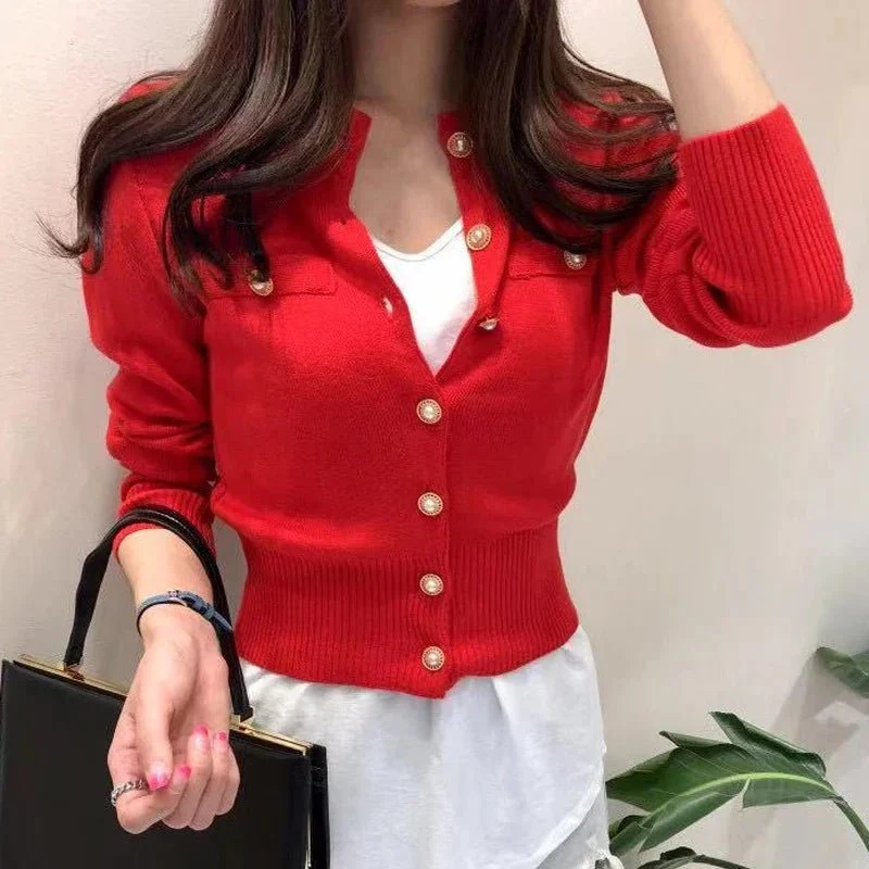 Strickcardigan für Damen im Herbst – Schicker, schmal geschnittener, einreihiger Mantel