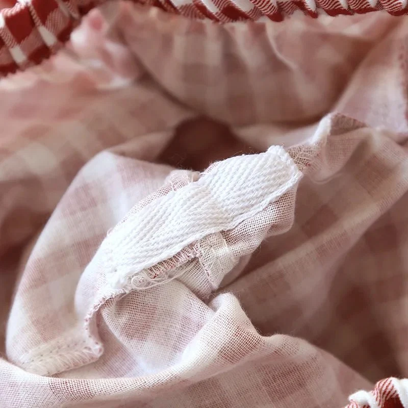Japanischer karierter Baumwollpyjama für Paare – idealer Komfort für Frühling/Sommer