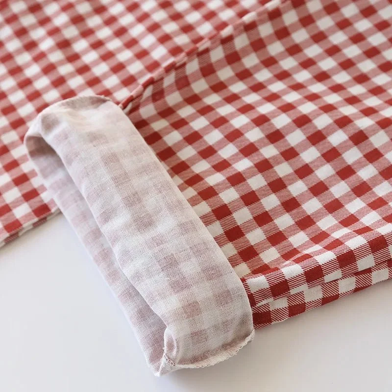 Japanischer karierter Baumwollpyjama für Paare – idealer Komfort für Frühling/Sommer