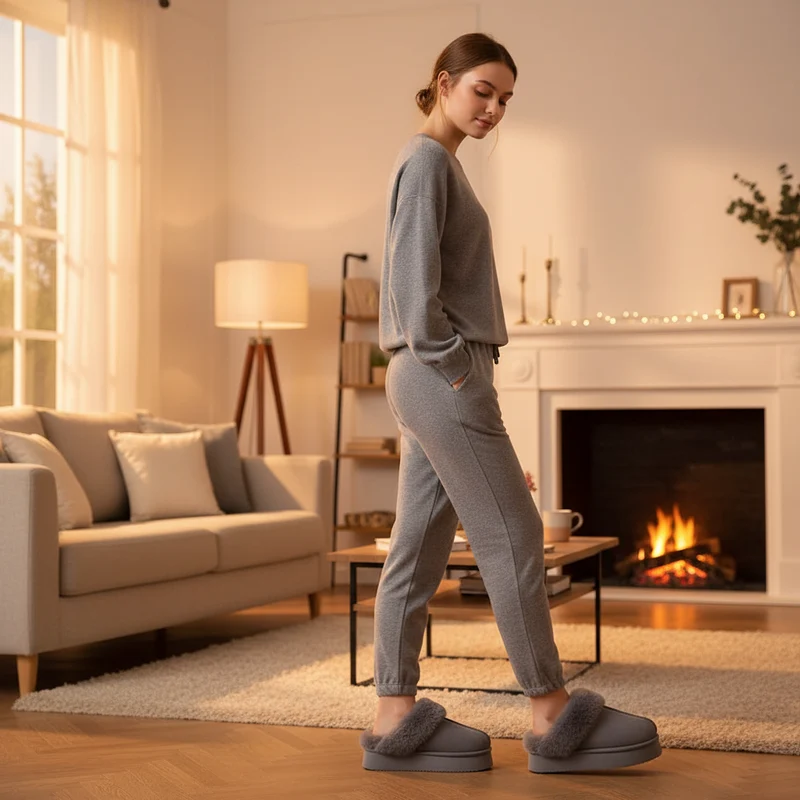 Kuschelige, flauschige Plateau-Slipper für Damen – Ultimativer Komfort und Stil für den Winter