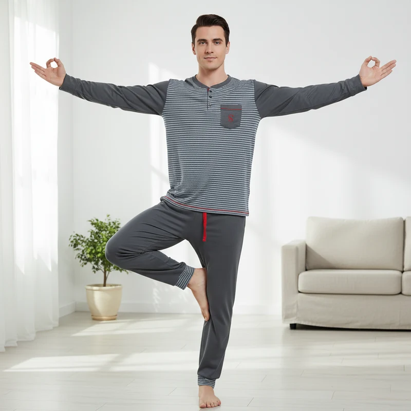 Gebürstete Pyjama-Sets für Herren – Unvergleichlicher Komfort für gemütliche Nächte