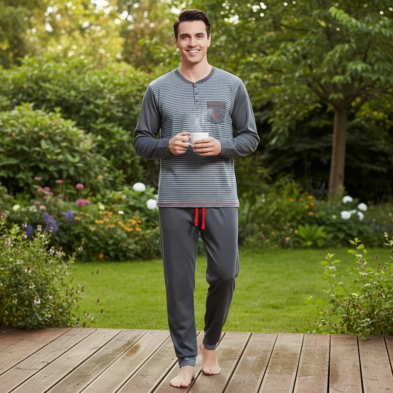 Gebürstete Pyjama-Sets für Herren – Unvergleichlicher Komfort für gemütliche Nächte