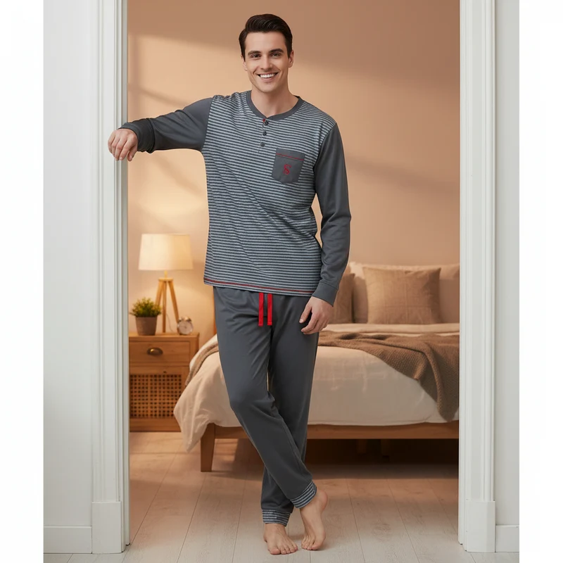 Gebürstete Pyjama-Sets für Herren – Unvergleichlicher Komfort für gemütliche Nächte