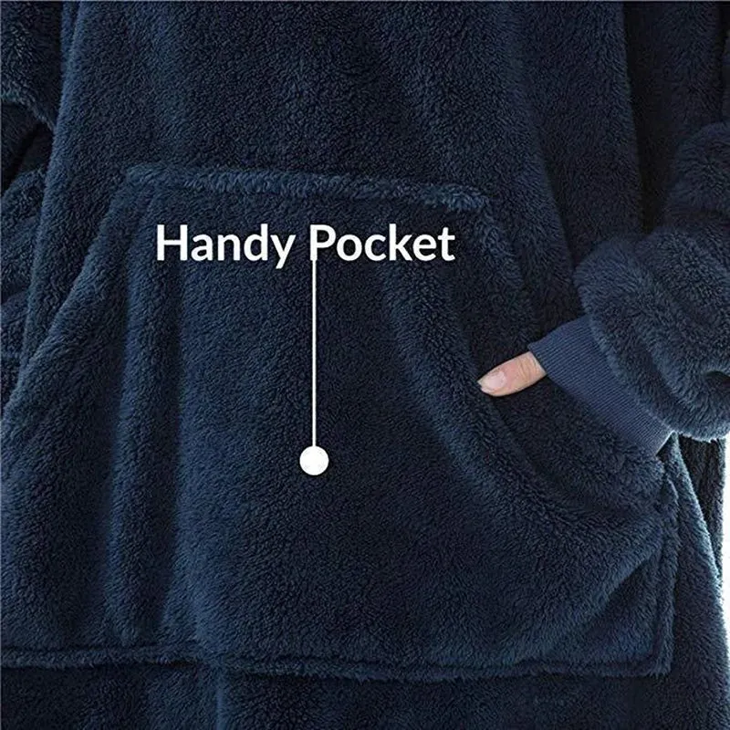 Winter-Hoodie-Decke – Doppelseitiges Fleece-Sweatshirt mit großer Tasche für Paare