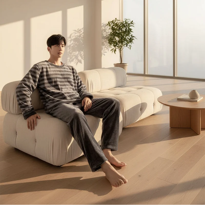 Koreanischer Flanellpyjama – Gemütliche Herren-Loungewear für ultimativen Komfort