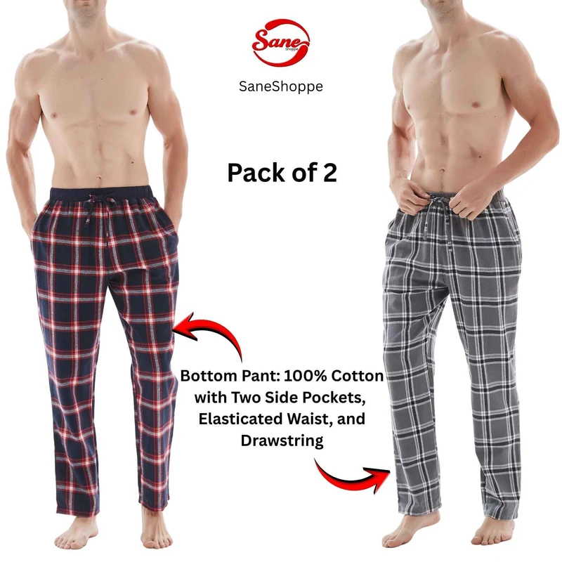 Flanell-Pyjamahosen für Herren – Unvergleichlicher Komfort und Stil, 2er-Pack