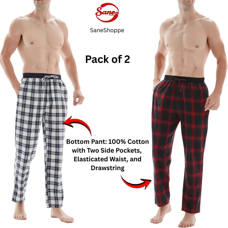 Flanell-Pyjamahosen für Herren – Unvergleichlicher Komfort und Stil, 2er-Pack