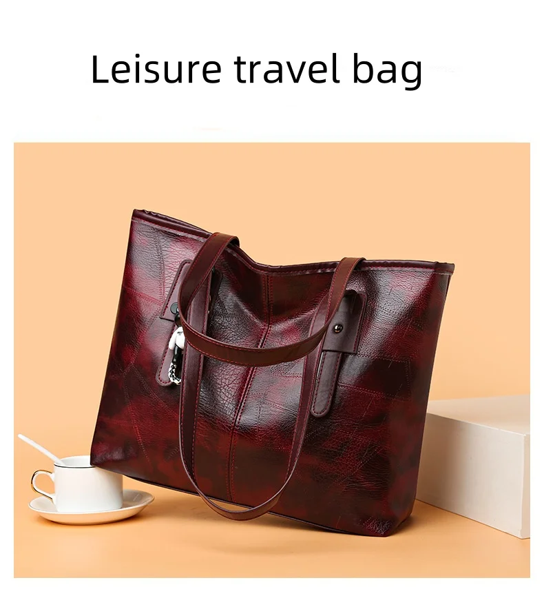 Trendige, geräumige Tragetasche für Damen – horizontale, quadratische Handtasche mit Reißverschluss, die über der Schulter getragen werden kann.