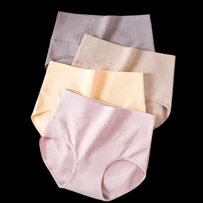 4er-Pack Damen-Unterwäsche mit hohem Bund, Größen M-5XL - Atmungsaktive Baumwollslips