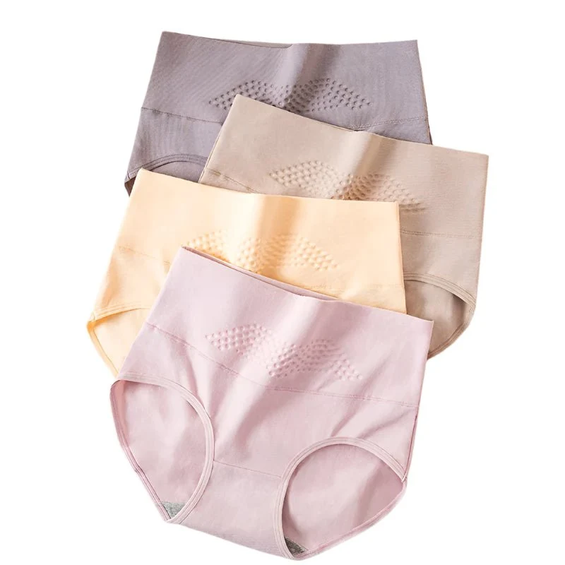 4er-Pack Damen-Unterwäsche mit hohem Bund, Größen M-5XL - Atmungsaktive Baumwollslips