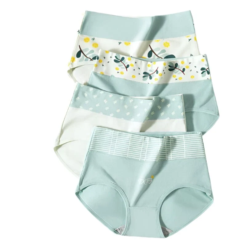 4er-Pack Damen-Unterwäsche mit hohem Bund, Größen M-5XL - Atmungsaktive Baumwollslips