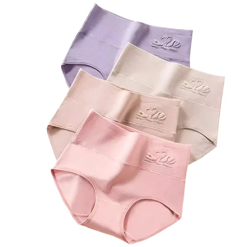 4er-Pack Damen-Unterwäsche mit hohem Bund, Größen M-5XL - Atmungsaktive Baumwollslips