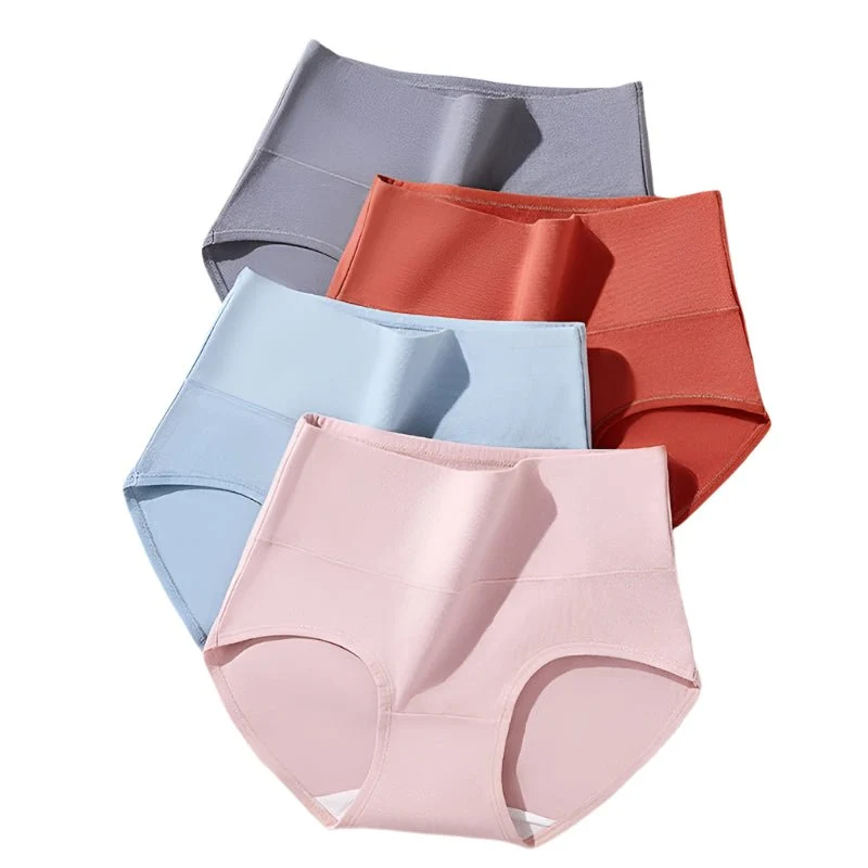 4er-Pack Damen-Unterwäsche mit hohem Bund, Größen M-5XL - Atmungsaktive Baumwollslips