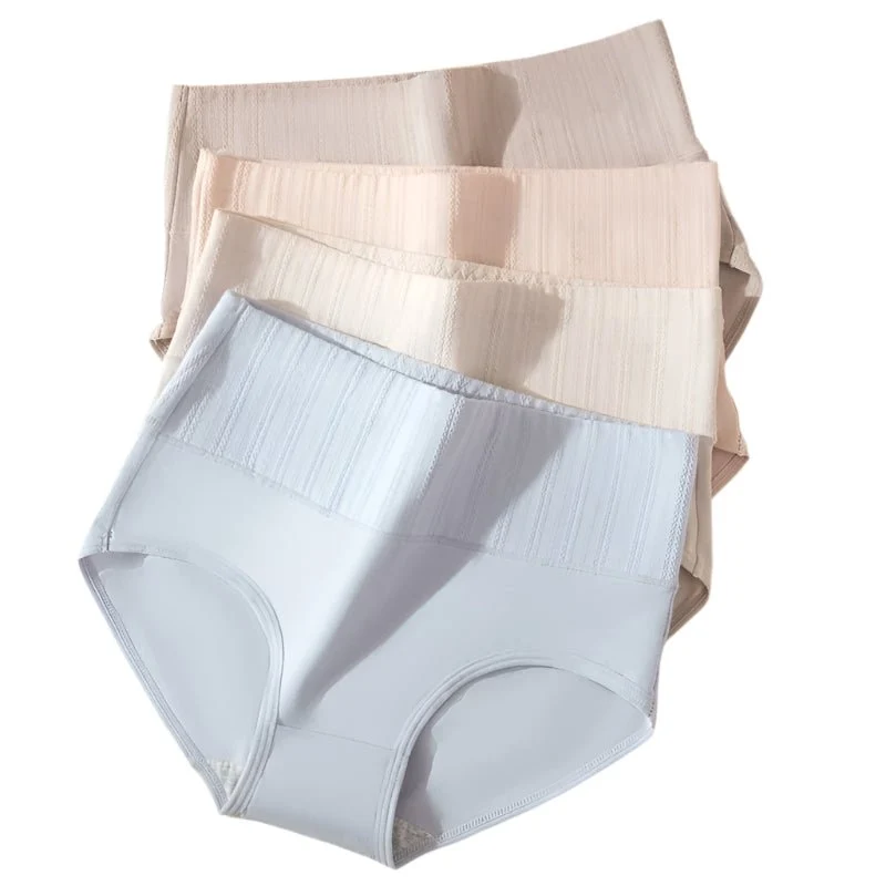 4er-Pack Damen-Unterwäsche mit hohem Bund, Größen M-5XL - Atmungsaktive Baumwollslips