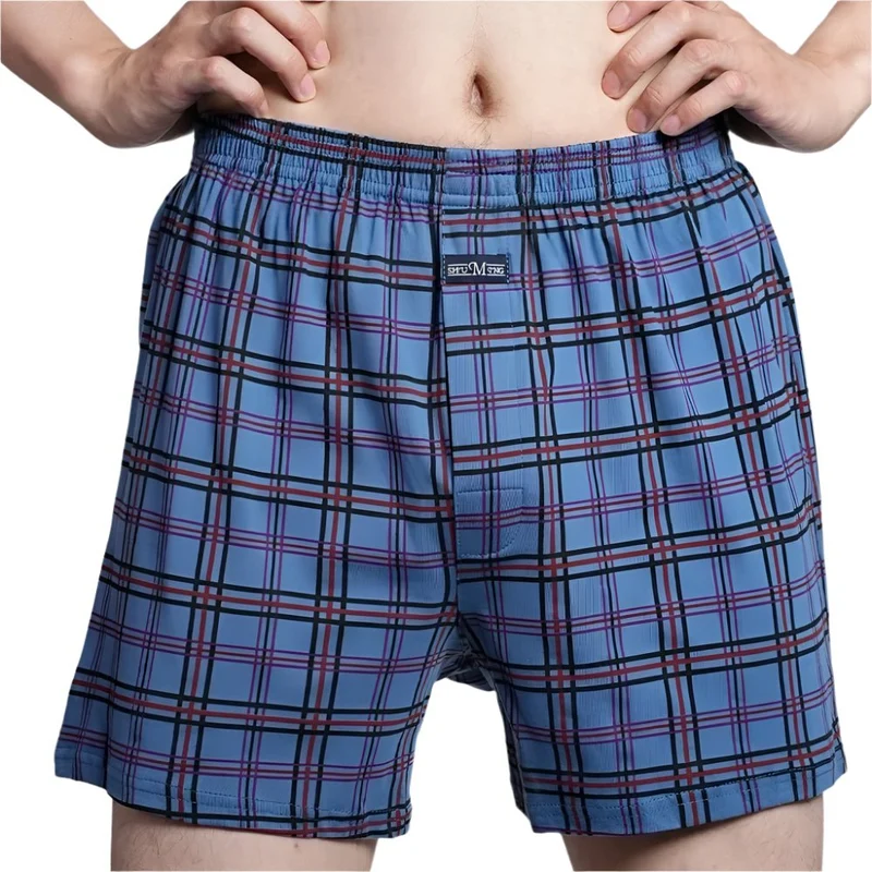 Herren-Boxershorts aus Baumwolle – 100 % Baumwolle, hoher Bund, lässiges Karomuster, Übergrößen (M–3XL)