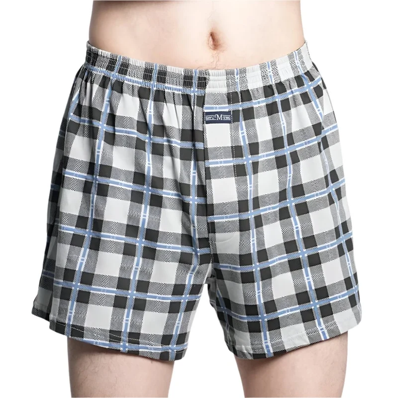 Herren-Boxershorts aus Baumwolle – 100 % Baumwolle, hoher Bund, lässiges Karomuster, Übergrößen (M–3XL)