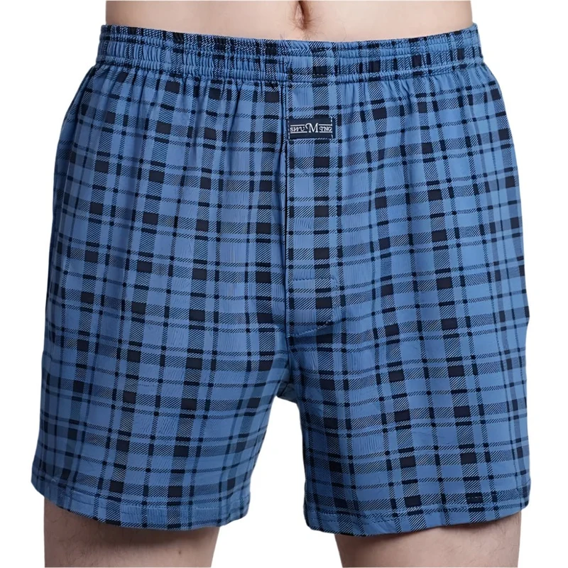 Herren-Boxershorts aus Baumwolle – 100 % Baumwolle, hoher Bund, lässiges Karomuster, Übergrößen (M–3XL)