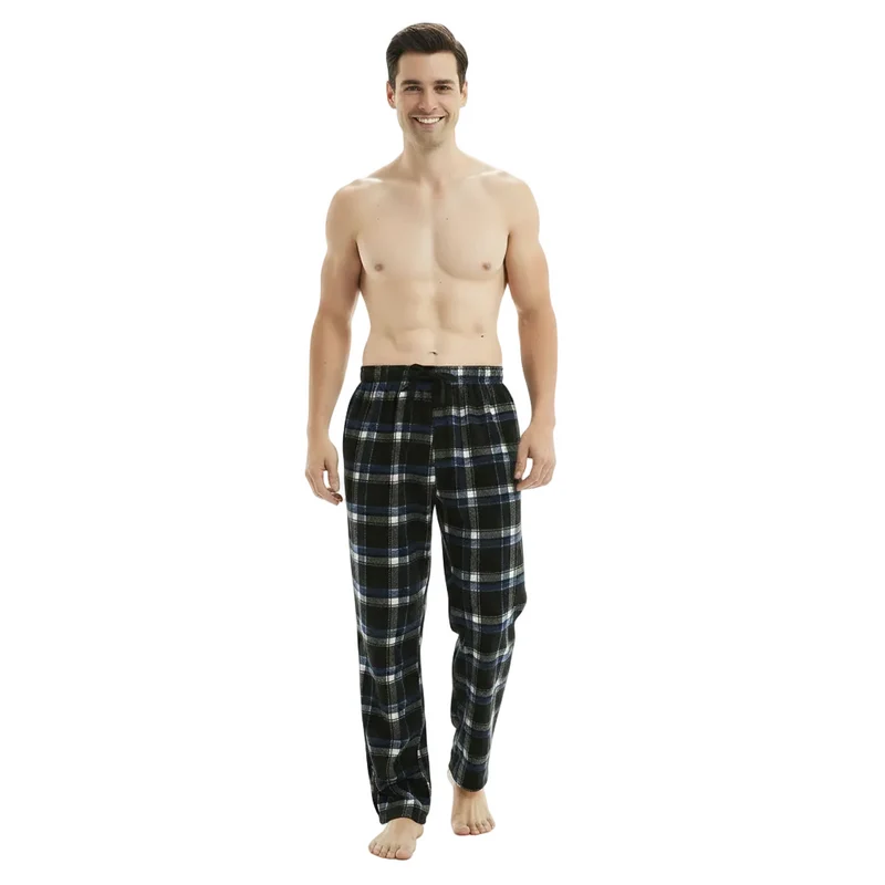 Bequeme Fleece-Loungewear-Hose für Herren – Blau-schwarze Pyjamahose für ultimative Entspannung