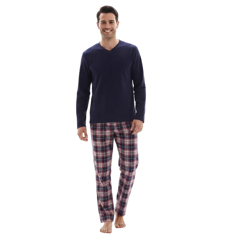 Gemütlicher Herren-Pyjama – Ultimativer Komfort mit Fleece-Oberteil und Flanellhose