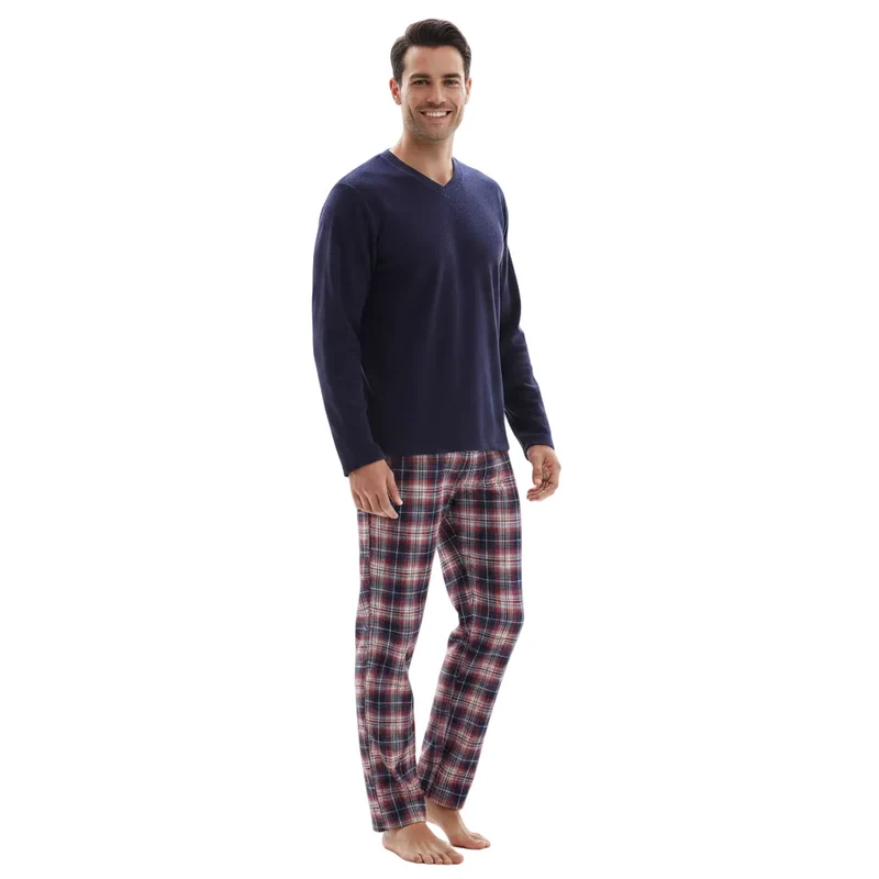 Gemütlicher Herren-Pyjama – Ultimativer Komfort mit Fleece-Oberteil und Flanellhose
