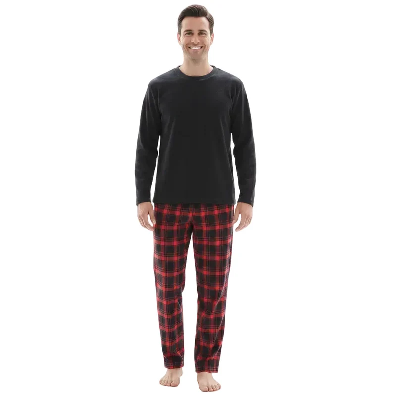 Herren-Loungewear-Set aus Thermofleece – Ultimativer Komfort mit kuscheliger karierter Baumwollhose