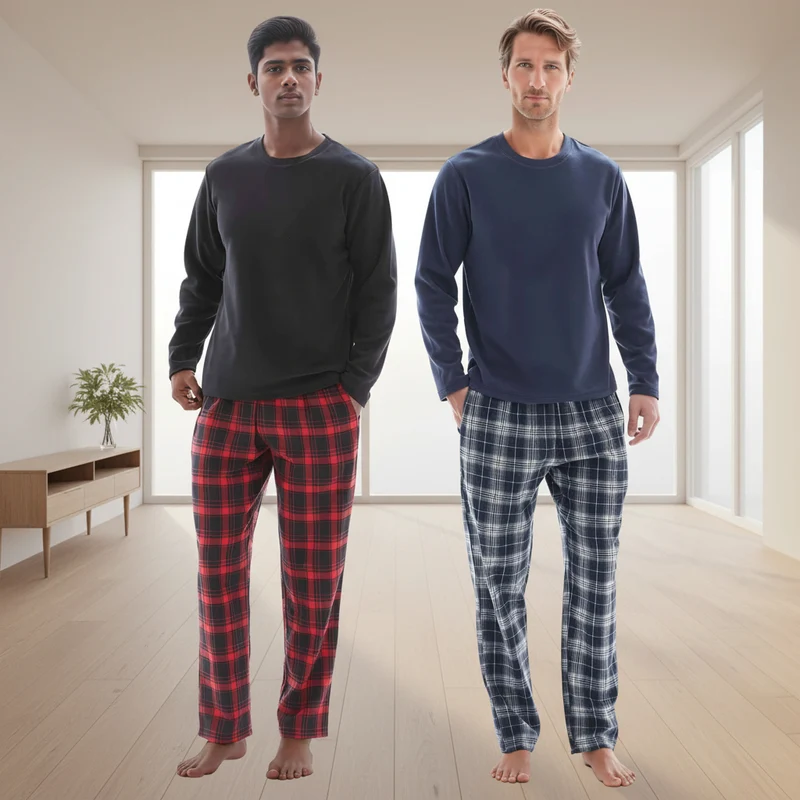 Herren-Loungewear-Set aus Thermofleece – Ultimativer Komfort mit kuscheliger karierter Baumwollhose