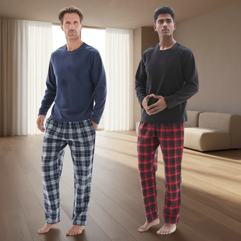 Herren-Loungewear-Set aus Thermofleece – Ultimativer Komfort mit kuscheliger karierter Baumwollhose