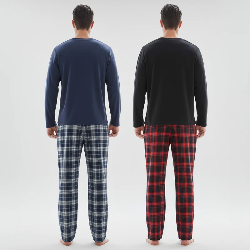 Herren-Loungewear-Set aus Thermofleece – Ultimativer Komfort mit kuscheliger karierter Baumwollhose
