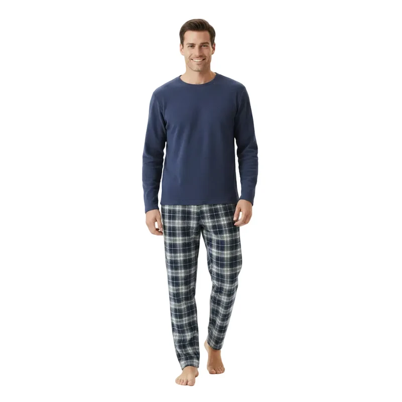Thermopyjama-Set für Herren: Kuschelig warm dank weicher Baumwollhose (Größen M-XXL)