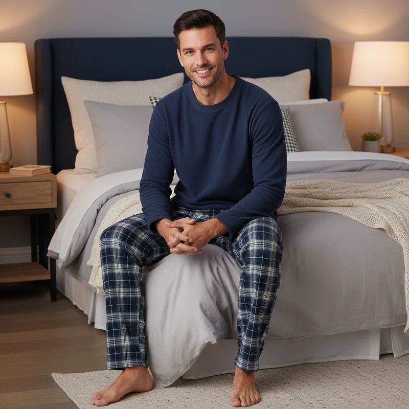 Thermopyjama-Set für Herren: Kuschelig warm dank weicher Baumwollhose (Größen M-XXL)