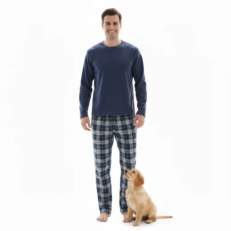 Thermopyjama-Set für Herren: Kuschelig warm dank weicher Baumwollhose (Größen M-XXL)
