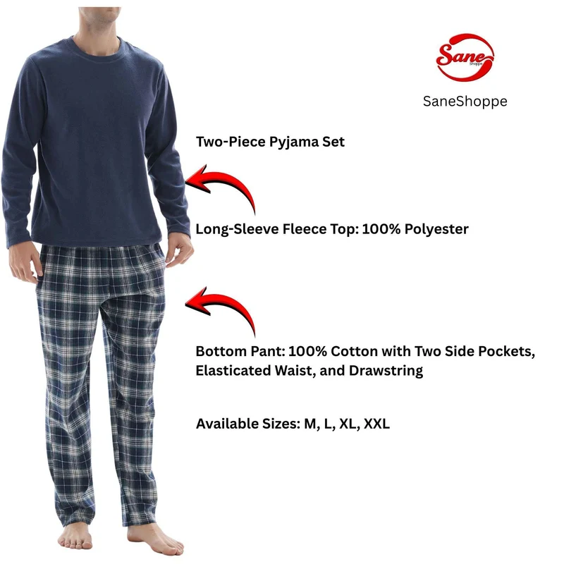 Thermopyjama-Set für Herren: Kuschelig warm dank weicher Baumwollhose (Größen M-XXL)
