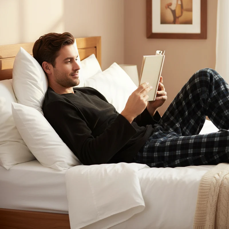 Herren-Fleece-Pyjama-Set: Gemütliche schwarze Langarm-Loungewear für ultimativen Komfort