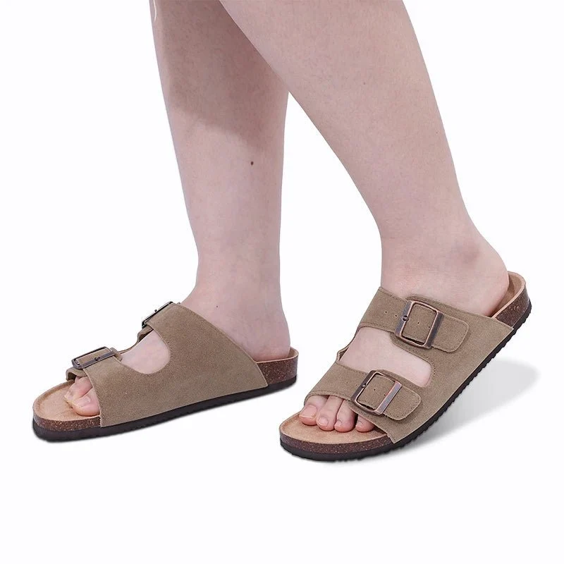 Comwarm Damen-Wildleder-Pantoletten mit Fußgewölbeunterstützung – Bequeme Strandsandalen und Clogs