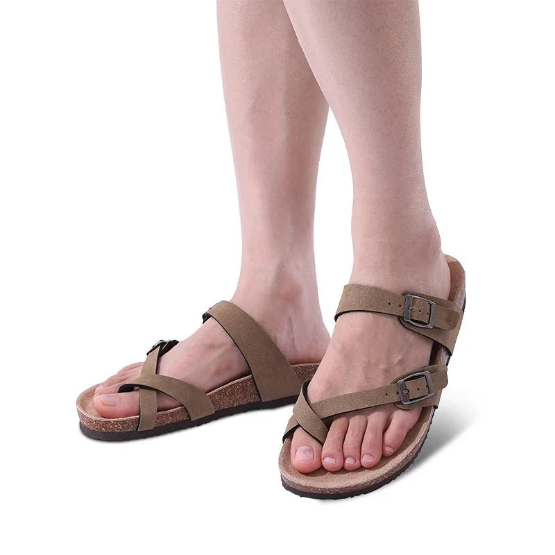 Comwarm Damen-Wildleder-Pantoletten mit Fußgewölbeunterstützung – Bequeme Strandsandalen und Clogs