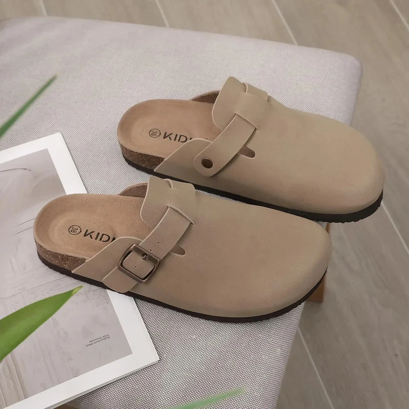 Comwarm Damen-Wildleder-Pantoletten mit Fußgewölbeunterstützung – Bequeme Strandsandalen und Clogs