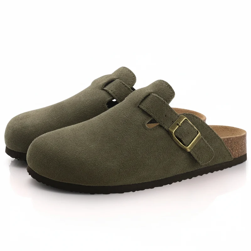 Comwarm Damen-Wildleder-Pantoletten mit Fußgewölbeunterstützung – Bequeme Strandsandalen und Clogs