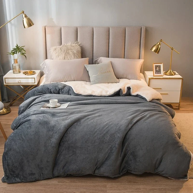 Wolldecke für warme Wintertage – Doppelseitiger Bettbezug (Queen-Size) & Camping-Tagesdecke