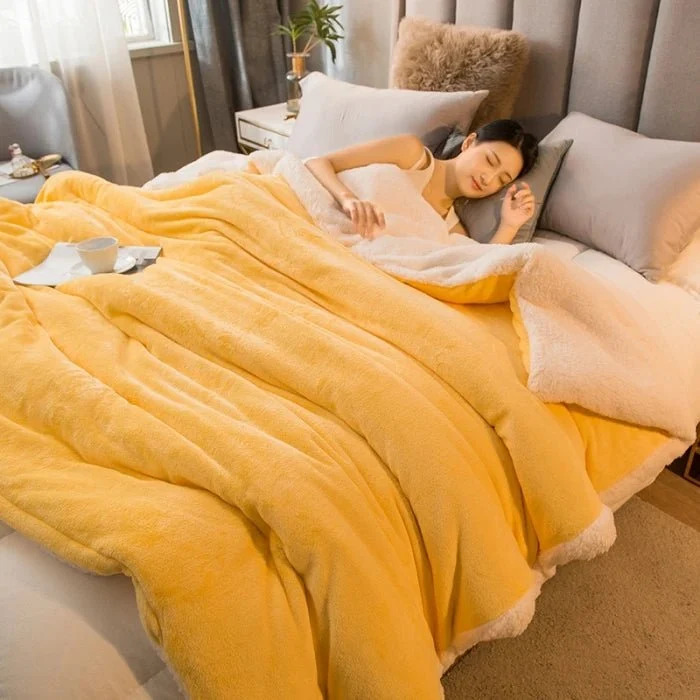 Wolldecke für warme Wintertage – Doppelseitiger Bettbezug (Queen-Size) & Camping-Tagesdecke