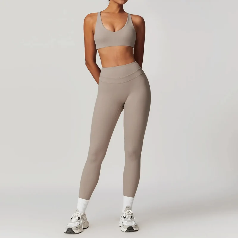 Mikeyoga Damen-Yoga-Set – 2-teilige Sportbekleidung: Leggings und Crop-Top