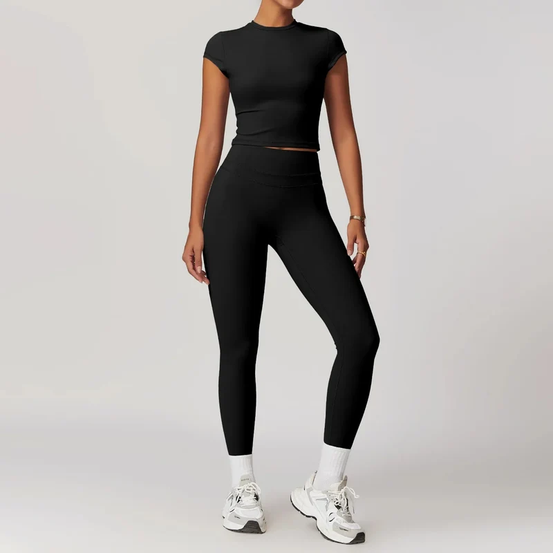 Mikeyoga Damen-Yoga-Set – 2-teilige Sportbekleidung: Leggings und Crop-Top