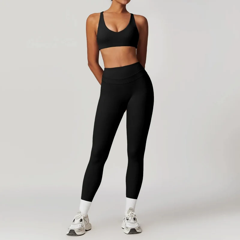 Mikeyoga Damen-Yoga-Set – 2-teilige Sportbekleidung: Leggings und Crop-Top